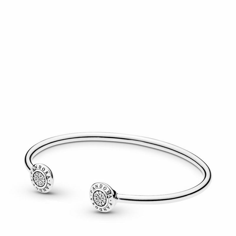 Pandora Signature Bangle Bracelet Ireland - Sterling Silver/Cubic Zirconia - 240587HCT